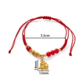 Bracciale intrecciato rosso con ciondolo a forma di cavallo dorato e perle rosse - 1 Pezzo / Cavallo Della Fortuna Perla Rossa
