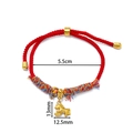 Red braided rope bracelet with matte gold horse charm and colorful tassel accents - 1 Piece / Gold Horse Wealth Double Color Rope