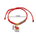 Red braided rope bracelet with golden beads and a horse charm for New Year gift - 1 Piece / Success Horse Colorful Rope