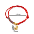 Red braided rope bracelet with golden horse charm and adjustable inner diameter - 1 Piece / Wealth Horse Colorful Rope
