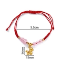Red braided cord bracelet with pink beads and a golden horse pendant for prosperity - 1 Piece / Wealth Horse with Pink Beads