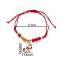 Red braided rope bracelet with a cute white horse charm and gold beads, 5.5cm inner diameter - 1 Piece / White Horse with Red Bow and Red Beads