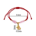 Red braided rope bracelet with golden unicorn pendant and size specifications - 1 Piece / Pegasus Pink Wings Pink Beads
