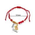Red woven New Year bracelet featuring a golden horse charm and lucky beads - 1 Piece / Pegasus Pink Wings Red Beads