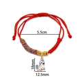 Red braided rope bracelet with golden ring and blue cartoon unicorn pendant charm - 1 Piece / White Horse Blue Tail Colorful Rope