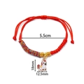 Handwoven red rope bracelet featuring a colorful enamel unicorn charm with gold beads - 1 Piece / White Horse Red Tail Colorful Rope