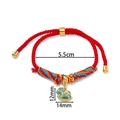 Red braided rope bracelet with a green enamel rocking horse charm and size markings - Rocking Horse (Blue String Decor) / 1 Piece / Red