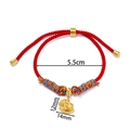 Red braided 2026 New Year bracelet with golden rocking horse pendant and adjustable cord - Rocking Horse (Gold String Decor) / 1 Piece / Red