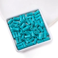 Cylindrical turquoise blue loose beads with brown marble texture for DIY jewelry making - 6.5*12mm (approx. 34 pcs/strand)