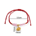 Red braided rope bracelet with golden rocking horse pendant and pink beads - Rocking Horse (Gold Horse + Pink Bead) / 1 Piece / Red