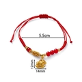 Red braided rope bracelet with golden bead and small elephant charm showing dimensions - Rocking Horse (Gold Horse + Red Bead) / 1 Piece / Red