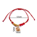 Red braided rope bracelet with pink rocking horse charm and golden beads variant - Rocking Horse (Pink Horse + Red Bead) / 1 Piece / Red