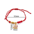 Red braided rope bracelet featuring gold horse charm and red beads with size details - Rocking Horse (White/Purple Horse + Red Bead) / 1 Piece / Red
