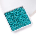 Flat round turquoise blue beads with brown texture in white ceramic tray for DIY jewelry - 3*5mm (approx. 127 pcs/strand)