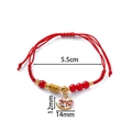 Red braided rope bracelet with golden beads and a colorful rocking elephant charm - 1 Piece / White Red Dotted Horse with Red Beads