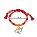 Red braided rope bracelet with golden unicorn charm and beads for Chinese New Year - 1 Piece / Pegasus with Pink Wings