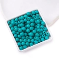 Sky blue faceted synthetic turquoise beads with dark veining for DIY jewelry making - 7*7.5mm (approx. 50 pcs/strand)