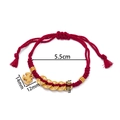 Red braided rope bracelet with golden Pixiu and lucky coin charms for New Year - 1 Piece / Gold Pony Wine Red String