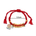 Red braided cord bracelet with golden coins and pink rocking horse charm, adjustable size - 1 Piece / White Pony Red String