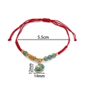 Red braided rope bracelet with a green horse charm and beads, 5.5cm diameter size - Rocking Horse (Blue Horse + Green Bead) / 1 Piece / Red