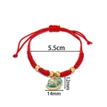 Red braided rope bracelet with golden beads and blue rocking horse charm pendant - 1 Piece / Blue Rocking Horse (Classic)