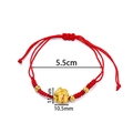 Red woven rope bracelet with golden pig zodiac charm and matte metal beads detail - 1 Piece / Wealth House Horse