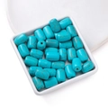 Blue drum-shaped turquoise style loose beads with brown mesh texture for jewelry making - 10*14mm (approx. 27 pcs/strand)