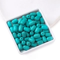 Cylindrical turquoise blue synthetic stone beads with brown vein texture for DIY jewelry - 7.5*12mm (approx. 32 pcs/strand)
