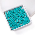 DIY jewelry making bright cyan turquoise cylinder beads in a white square display tray - 4*13.5mm (approx. 29 pcs/strand)