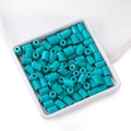 Cylindrical turquoise stone beads with marble texture for DIY jewelry making - 6*8mm (approx. 47 pcs/strand)