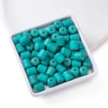 Teal blue cylinder turquoise loose beads with brown mesh texture for jewelry making - 8.5*9.5mm (approx. 41 pcs/strand)