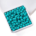 Blue-green turquoise style cylinder beads with brown matrix texture for DIY jewelry - 7*7.5mm (approx. 55 pcs/strand)