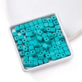 Square turquoise loose beads for DIY jewelry with natural brown mineral textures - 6.5*6.5mm (approx. 63 pcs/strand)