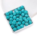 Blue-green turquoise loose beads with engraved stripes for DIY jewelry making - 11.5*12mm (approx. 31 pcs/strand)