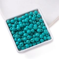 Round turquoise blue synthetic stone beads with brown veins for DIY jewelry making - 7.5mm (approx. 50 pcs/strand)