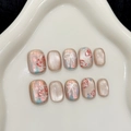 Unghie aurora fatte a mano con fiocchi 3D e rose dipinte su base cat-eye lucida - XS / Stile Fiocco Rosa Aurora (2879)