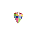 Macro shot of colorful checkered heart pendant with gold-plated geometric enamel mosaic - 5# (Multicolor Geometric Patchwork Heart)