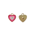 Vorder- und Rückseite des mehrlagigen Emaille-Herzanhängers mit kleinem Kristall für DIY-Schmuck - Verschachteltes Herz Mit Strass-Stil