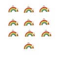 Detailansicht von zehn Regenbogen-Emaille-Anhängern mit Love Wins-Text und Herz - Set / Regenbogen Herz Stil (2#- Regenbogen)
