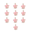 Makroaufnahme von zehn rosa Sternanhängern mit Mondrelief für DIY Schmuckherstellung - Set / Doppelhaken Stern Stil (3#-Doppelhaken Stern)