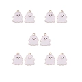 Set di 10 ciondoli a forma di fantasma in smalto rosa e bianco con base in lega dorata - 10# Simpatico fantasma rosa e bianco