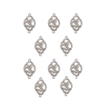 Detailansicht von zehn hohlen Blattverbindern aus Silberlegierung mit Zirkonsteinen für DIY-Schmuck - Blattstil (XH40715)