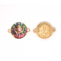 Ganesha alloy pendant connector with colorful enamel and gold-plated embossed finish - Round Ganesha Style (4#)