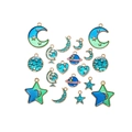 Set of 10 celestial blue enamel pendants featuring moon, stars and planets in gold alloy - Mixed Full Set Style (10#)