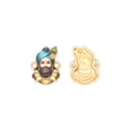 Golden elephant god charm with blue enamel details and dual connectivity rings - Deity Style (7#)