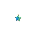 Detailed close-up of blue star-shaped alloy pendant with gold crescent moon and enamel - Starry Pentagram (2#)