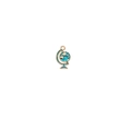 Detailed close-up of a blue globe enamel pendant charm with golden metal continents - Miniature Globe Style (6#)