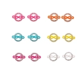 Close-up of infinity symbol jewelry connectors with colorful resin and rhinestones - Round Infinity Style