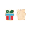 Christmas gift box pendants in red blue green enamel with gold plating for DIY jewelry - 1# Gift Box