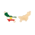 Golden Kurdistan map charm with green white red enamel and sun emblem for DIY jewelry - Kurdistan Map